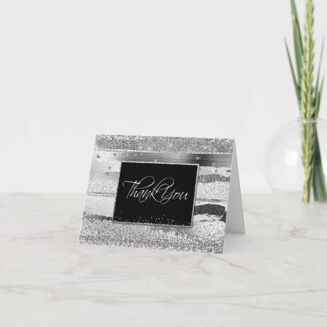 Platinum Glittery Thank You Card (Front)