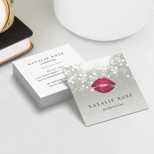 Platinum Glow Aesthetician or Makeup Artist Square Business Card