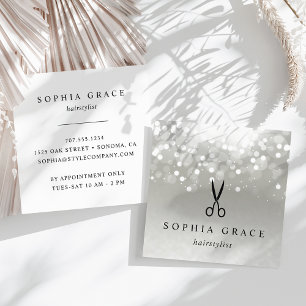 Platinum Glow Hairstylist Square Business Card