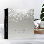 Platinum Glow Personalized Binder<br><div class="desc">Keep track of your product inventory, appointments, customer data and more with this chic binder. Design features two lines of custom text in classic black lettering on a silvery grey background adorned with a burst of white bokeh lights at the top. Add additional custom text to the solid black spine....</div>