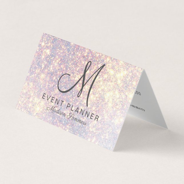 Platinum Gold Glitter Event Planner Business Card (Front)
