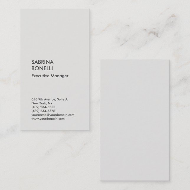 Platinum grey minimalist modern premium silk business card (Front/Back)
