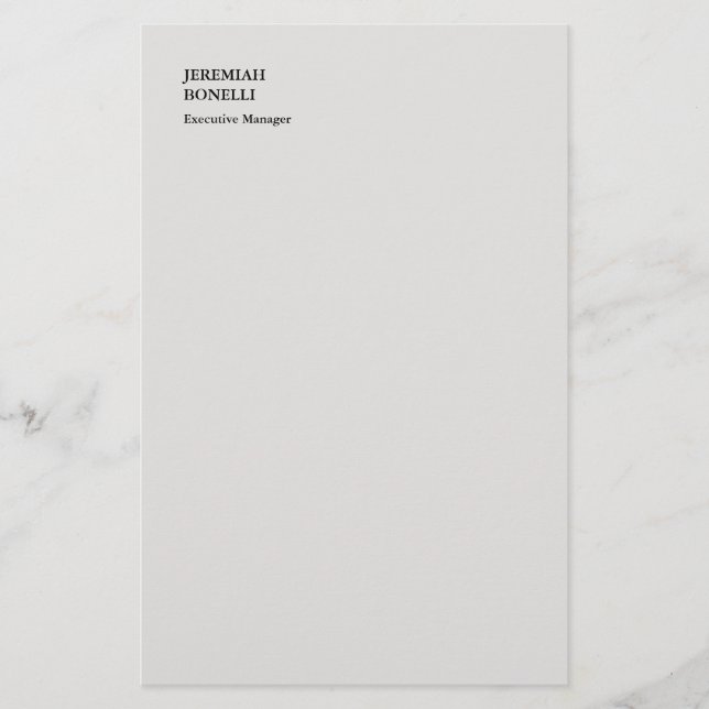 Platinum grey minimalist modern  stationery (Front)