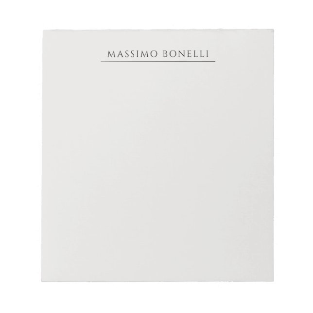 Platinum Grey Minimalist Plain Modern Own Name Notepad (Front)