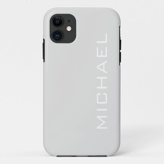 Platinum Grey Solid Colour | Minimalist Name Case-Mate iPhone Case (Back)