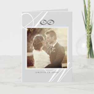 Platinum Infinity Symbol Monogram Photo Wedding Thank You Card