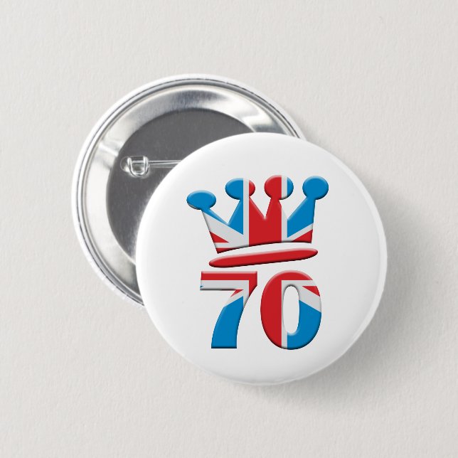 Platinum Jubilee Queen Elizabeth 70 years 2 Inch Round Button (Front & Back)