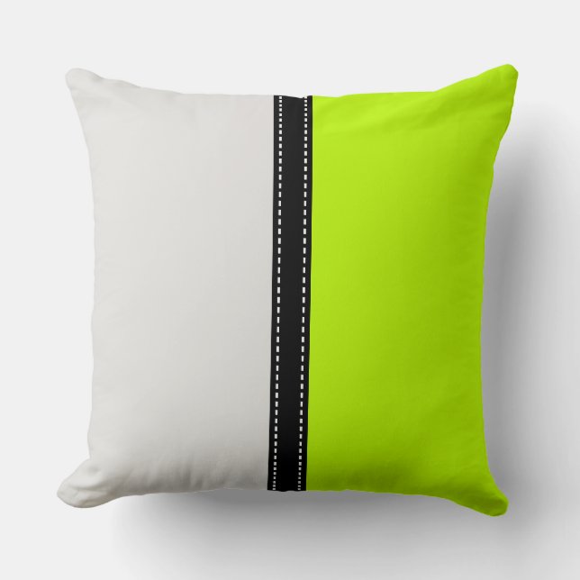 Platinum & Lime Solid Colour Background Throw Pillow (Front)