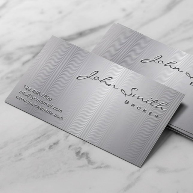 Platinum Metal Real Estate Broker Business Card (Creator Uploaded)