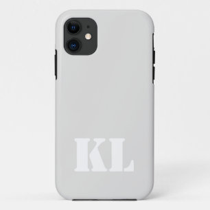 Platinum Metallic Solid Colour Minimalist Monogram iPhone 11 Case