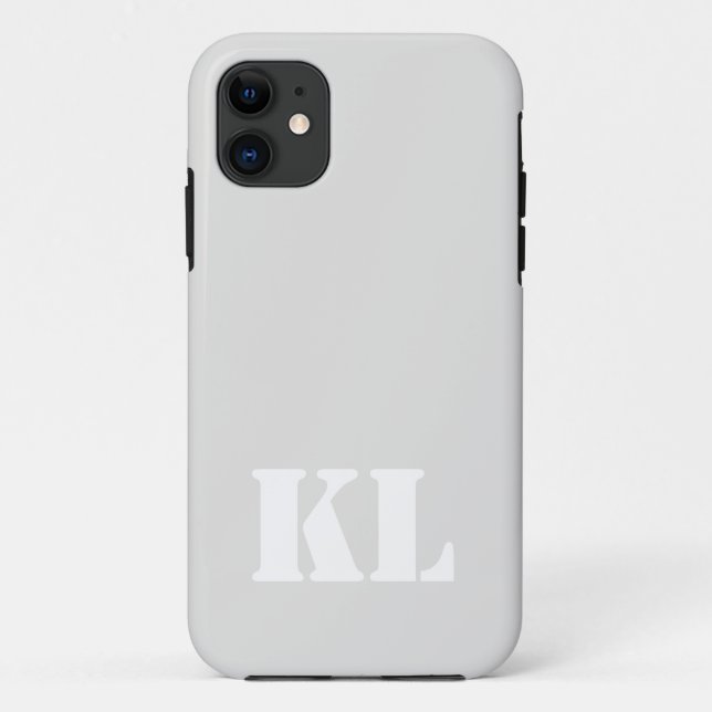 Platinum Metallic Solid Colour Minimalist Monogram Case-Mate iPhone Case (Back)