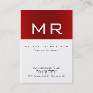 Platinum Monogram Red Striped Clean Business Card