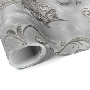 Platinum Silver Flourish Wrapping Paper
