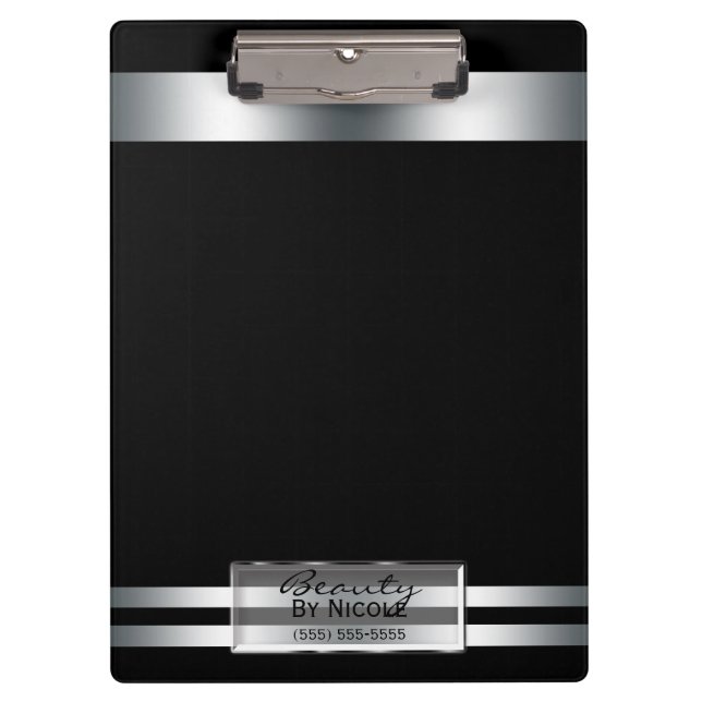 Platinum Silver Shine Elegant Glam Personalized Clipboard (Front)