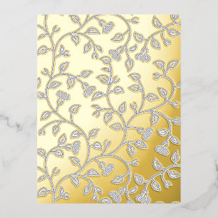 Platinum, Snow Drift, Star Dust decorative Design. Foil Holiday Postcard