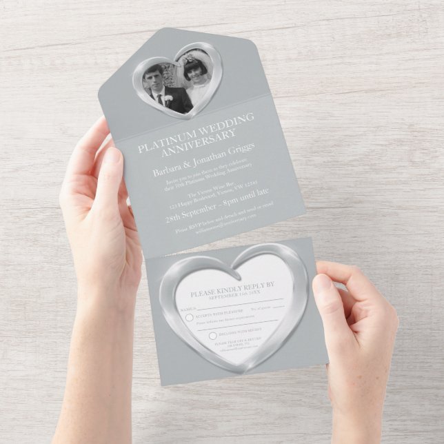 Platinum wedding anniversary 70 years party event all in one invitation (Tearaway)