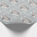 Platinum wedding anniversary photo wife wrap wrapping paper<br><div class="desc">Wedding anniversary wrapping paper in platinum light grey tones. Personalize this anniversary paper with your own photo and anniversary year. Currently reads To my wonderful wife Happy Platinum Anniversary 70 memorable years. Beautiful liquid platinum effect in a heart shape printed graphics 70th Platinum Wedding Anniversary wrapping paper ideal to wrap...</div>