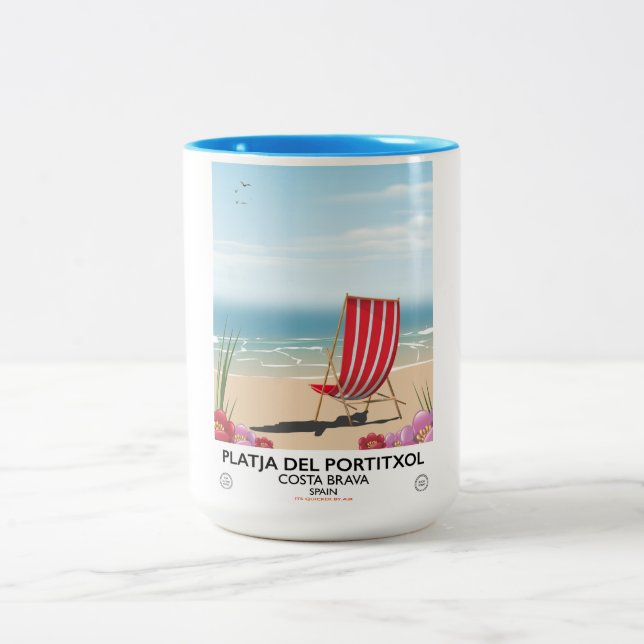 Platja del Portitxol, Costa Brava, Spain Two-Tone Coffee Mug (Center)