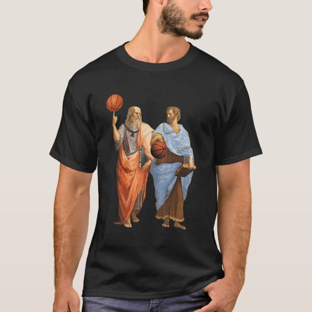 Plato Aristotle Basketball Match - Fun Philosopher T-Shirt (Front)