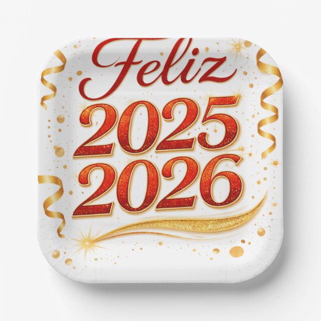Plato de Papel con Diseño “Feliz 2025–2026” | Deco Paper Plate (Front)