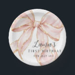 Plato de papel paper plate<br><div class="desc">Paper Plates Pink Bow Girl First Birthday Party Thank your guests in the sweetest way with this elegant Paper Plates Pink Bow Girl First Birthday Party. Featuring a delicate pink bow design and soft blush tones, it perfectly matches a pink bow themed first birthday party for girls. Easily personalize the...</div>