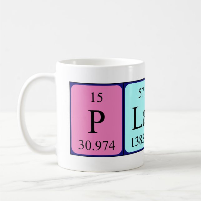 Plato periodic table name mug (Left)