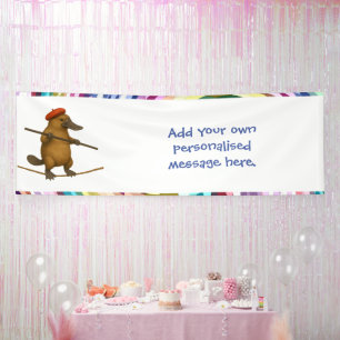 Plato platypus tightrope walker banner