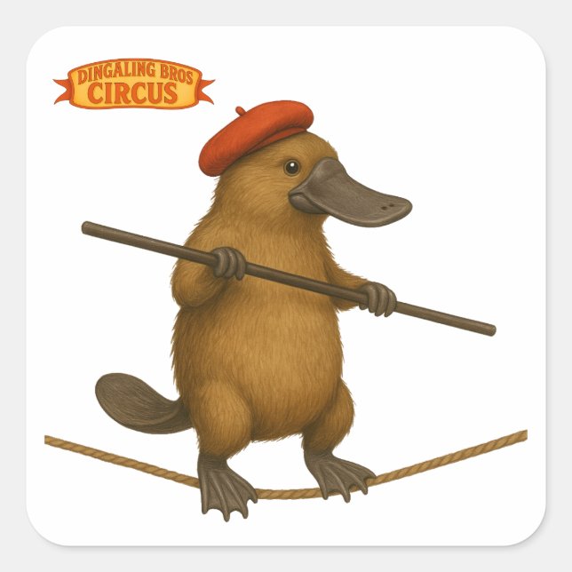 Plato platypus tightrope walker square sticker (Front)