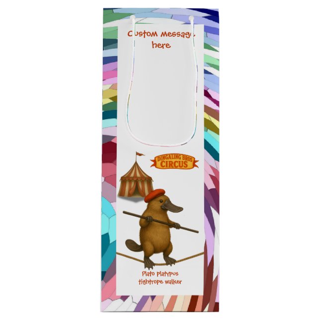 Plato platypus tightrope walker wine gift bag (Front)