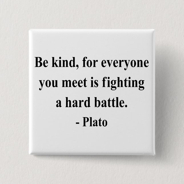 Plato Quote 1a 2 Inch Square Button (Front)