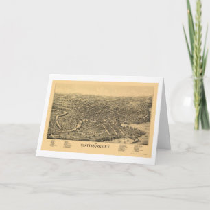 Plattsburgh, carte panoramique de NY - 1899