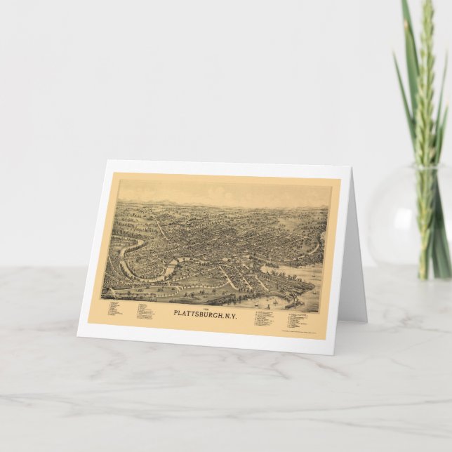 Plattsburgh, carte panoramique de NY - 1899 (Devant)