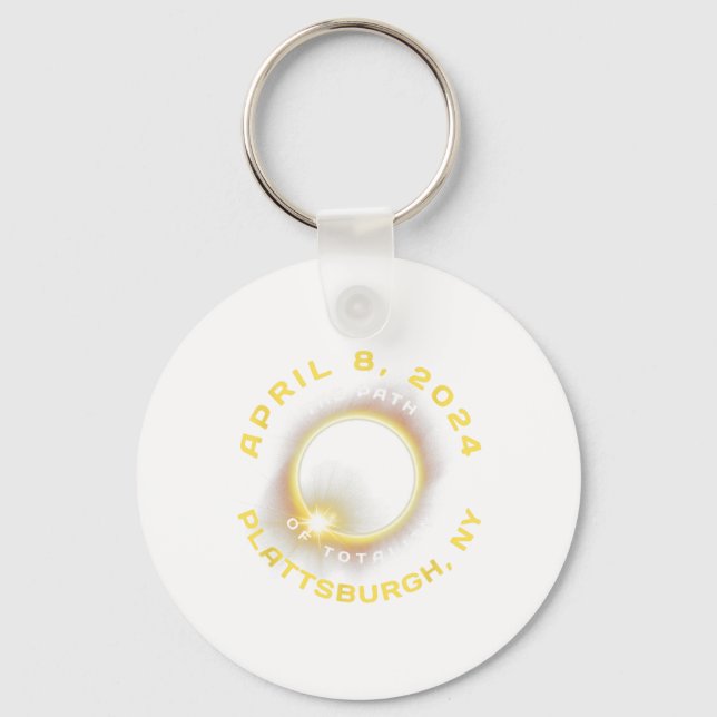 Plattsburgh New York Solar Eclipse Totality April  Keychain (Front)