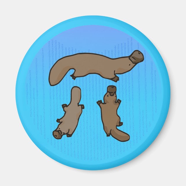 "Platypi" Three Platypuses Greek Pi Magnet (Front)
