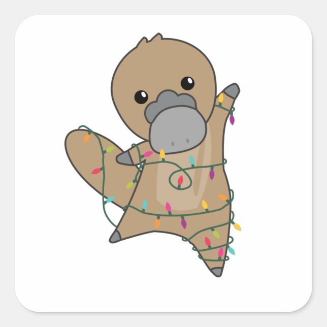 platypus Christmas Tabes Sweet Animals Square Sticker (Front)