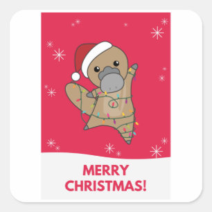 platypus Christmas Tabes Sweet Animals Square Sticker