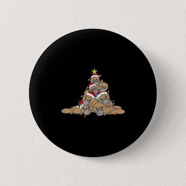 Platypus Christmas Tree Funny Christmas Animals  2 Inch Round Button (Front)