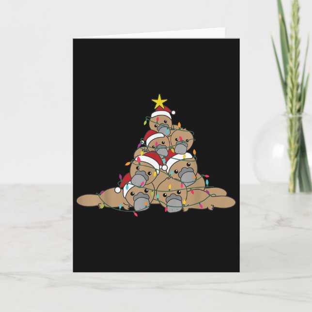 Platypus Christmas Tree Funny Christmas Animals  Card (Front)