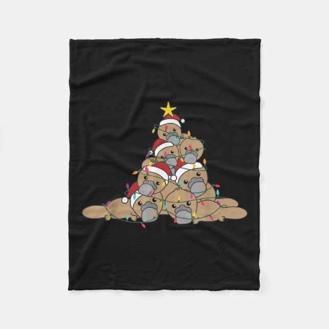 Platypus Christmas Tree Funny Christmas Animals  Fleece Blanket (Front)