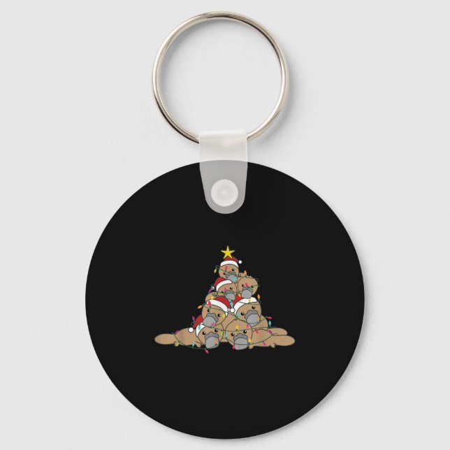 Platypus Christmas Tree Funny Christmas Animals  Keychain (Front)