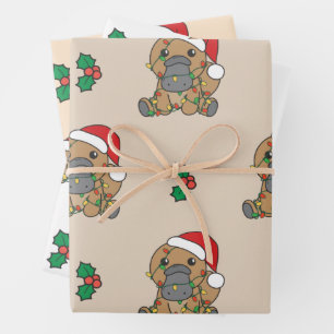 Platypus Christmas Winter Animals Holiday Platypus Wrapping Paper Sheet