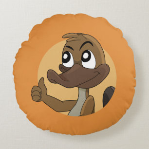 Platypus donne des pouces dessin animé coussin ron