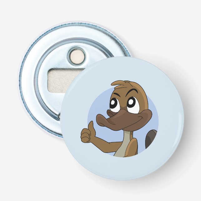 Platypus giving thumbs up cartoon bottle opener (Front)