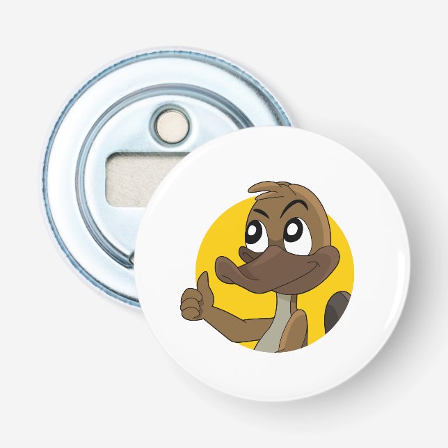 Platypus giving thumbs up cartoon bottle opener (Front)