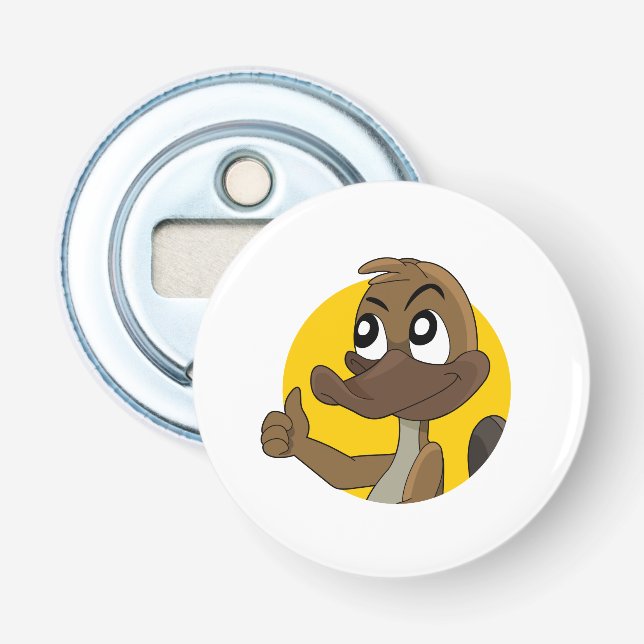 Platypus giving thumbs up cartoon bottle opener (Front)