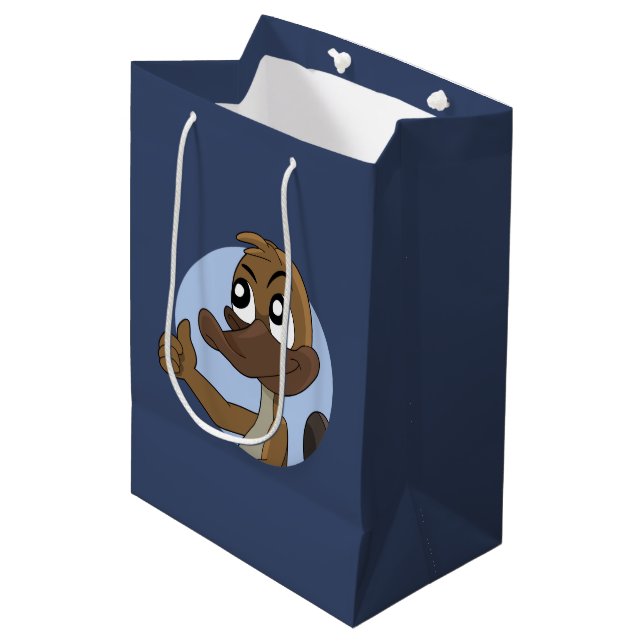 Platypus giving thumbs up cartoon medium gift bag (Front Angled)