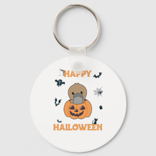 platypus In Pumpkin Sweet Animals Happy Halloween Keychain