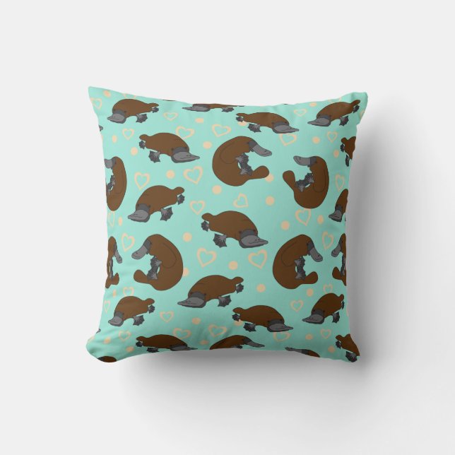 Platypus Love Throw Pillow (Front)
