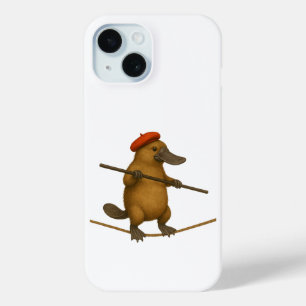 Platypus on a tightrope - add YOUR own text iPhone 15 Case