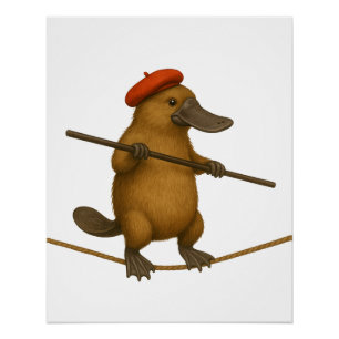 Platypus on a tightrope - add YOUR text Poster